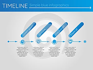 Simple blue timeline 4, infographics vector