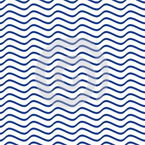 Simple blue vector seamless wavy line pattern