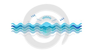 Simple blue wavy lines pattern, abstract fluid movement design, vector design Generative AI