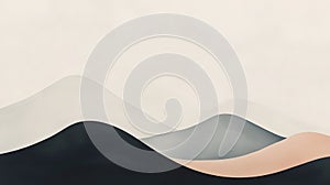 Simple Blue and White Hillscape on a Light Background ai generated