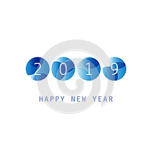 Simple Blue and White New Year Card, Cover or Background Design Template - 2019