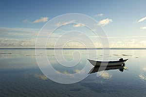 Simple Boat Floating in Calm Water