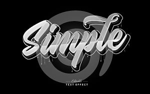 Simple in bold, cursive, chrome-style lettering