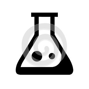 Scientific Erlenmeyer Flask with Bubbles in Black and White Icon