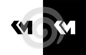 Simple Bold Initial KM Vector Logogram