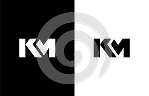 Simple Bold Initial KM Vector Logogram