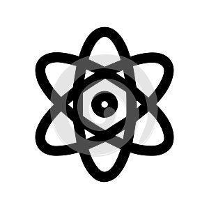 Simple Bold Outline Atom Shape Science and Physics Flat Icon