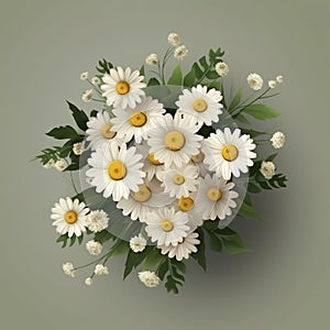 Simple bouquet with daisies and greenery. Mother\'s Day Flowers Design concept