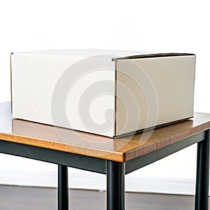 Box on a table isolated