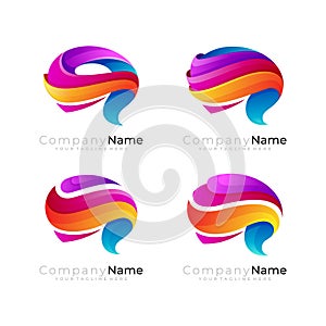 Simple brain logo set, brain logo with smart design