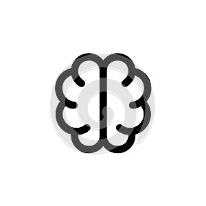 Simple brain vector icon. Solid contour line style.