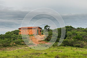 Simple brick house in the countryside of Oeiras, Piaui Northeast Brazil