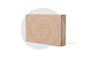 A simple brown cardboard box isolated on white background