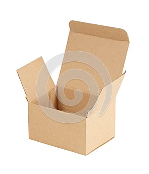 Simple brown carton box, isolated on white background