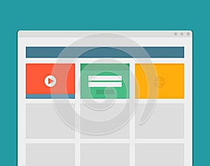 Simple browser window create website on blue