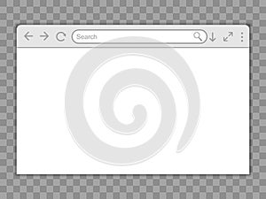 Simple browser window in a flat style, design a simple blank web page, search in internet, template browser window on computer