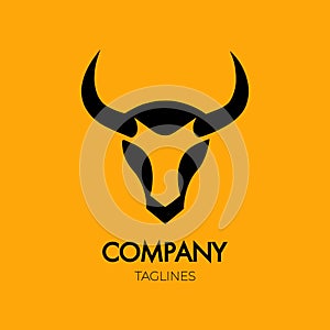 A Simple Bull Head Vector Logo Illustration Concept