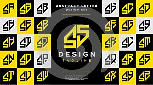 Simple business abstract letter S SS logo design set