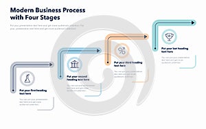 Simple business process diagram with four colorful stages