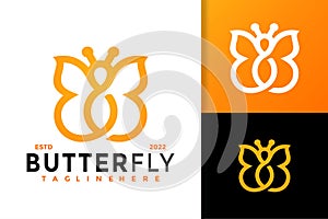 Simple Butterfly Line Logo Design, Brand Identity logos vector, modern logo, Logo Designs Vector Illustration Template