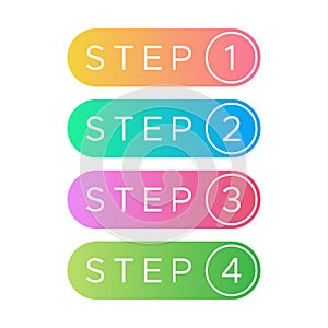 Simple button step 1 to 4 full color