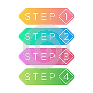 Simple button step 1 to 4 full color photo