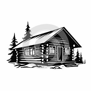 Simple Cabin: Clean Vector Art In Bold Black And White