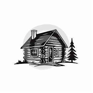 Simple Cabin: A Small Style Pine House In Logo Style