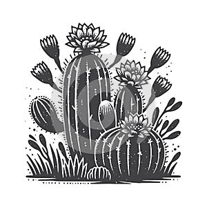 Cactus Seed Vector Icon Design Vintage Retro Logo Illustration.