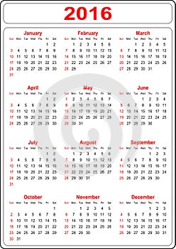 Simple Calendar 2016