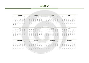 Simple calendar for 2017 year in french language