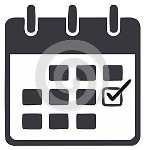 Simple calendar icon with a checkmark indicating a completed task or important date