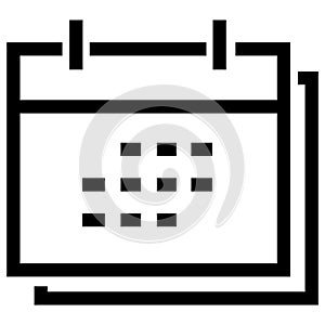 simple calendar icon template design line drawing style, black and white color.
