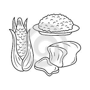 Simple Carbohydrate Food, grain food vector illustration