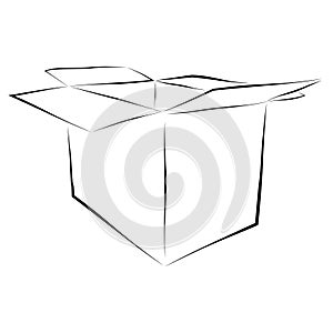 simple cardboard, hand draw sketch doodle Vector white