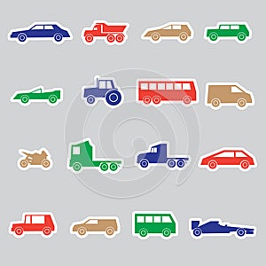Simple cars color stickers collection