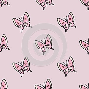 Simple cartoon butterfly vector pattern, cute design