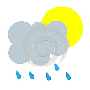 Simple cartoon illustration of partly cloudy rain weather symbol