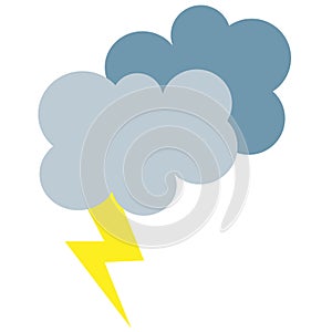 Simple cartoon illustration of storm lightning weather symbol