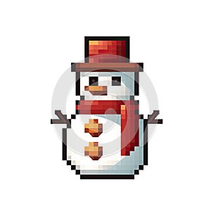 Simple cartoon pixel art Christmas Snowman high quality ai generated image