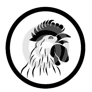 simple cartoon rooster head, chicken head logo design inspiration vector