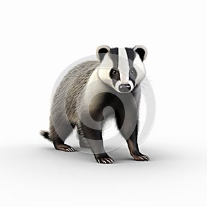 Simple Cel Shaded 3d Badger Full Body Portrait Image photo