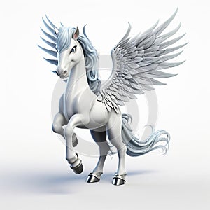 Simple Cel Shaded 3d Pegasus Full Body Illustration photo