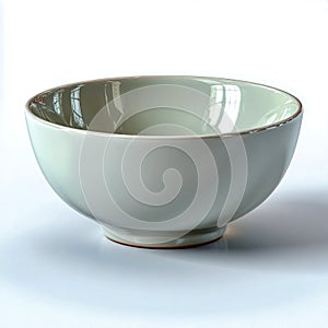 Simple ceramic bowl on a plain surface studio setting