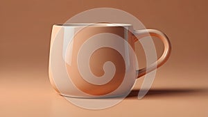 Simple Ceramic Coffee Mug in Warm Beige Color on Soft Gradient Background