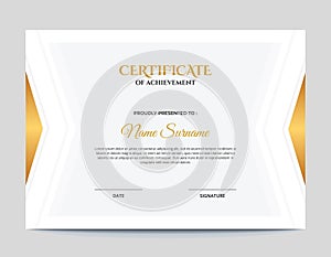 Simple Gold ans White Geometric Shapes with Shadow Certificate Design photo