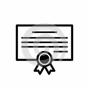 Simple Certificate Document, Achievement, Award Paper Icon Vector Illustration