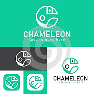 Simple Chameleon logo. Modern abstract vector illustration.fauna icon style design.lizard logo.Black and white