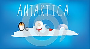 Simple childrens map of antartica with icons photo