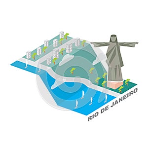 Simple christ of redeemer rio de janeiro city illustration